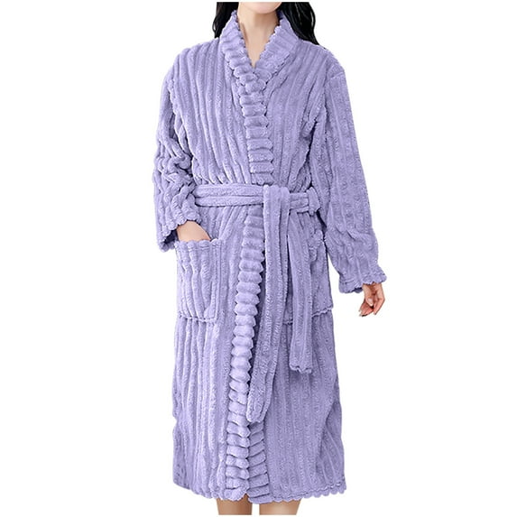 Tnhcen Women's Plus Size Long Sleeve Solid Sleeprobe – Warm Winter Pajama with Pockets & Adjustable Belt | M-XXL | Chilly Nights Bathrobe Loungewear