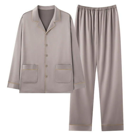 Tnhcen Women's Plus Size Satin Pajama Set Ice Silk Sleepwear Long Sleeve Loungewear Button Down Pajamas Comfortable Nightwear L-4XL Multiple Colors Available Brown