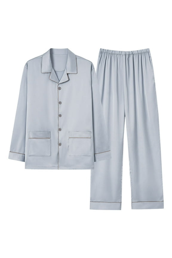 Women's Plus Size Satin Pajama Set Ice Silk Sleepwear Long Sleeve Loungewear Button Down Pajamas Comfortable Nightwear L-4XL Multiple Colors Available Silver