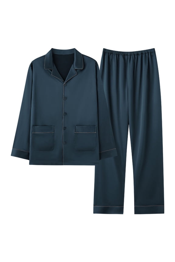 Women's Plus Size Satin Pajama Set Ice Silk Sleepwear Long Sleeve Loungewear Button Down Pajamas Comfortable Nightwear L-4XL Multiple Colors Available Army Green