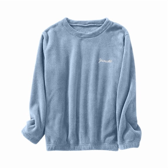 Tnhcen Women's Plus Size Soft Flannel Sleepwear Top - Long Sleeve Crewneck Thickened Winter Pajama Shirt for Women Free Size | Warm Loungewear Top Solo