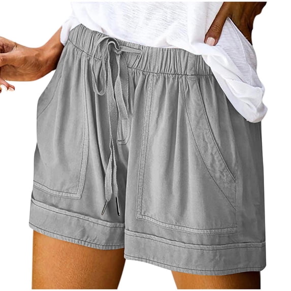 Tnhcen Women's Plus Size Summer Drawstring Shorts - Easy-Care Active Shorts with Pockets & Elastic Waist S-5XL