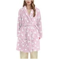 thumbnail image 1 of Tnhcen Women's Plush Robe Animal Print Robe Long Fleece Robe Cozy Loungewear Soft Bathrobe without Hood Sizes M-3XL, 1 of 3