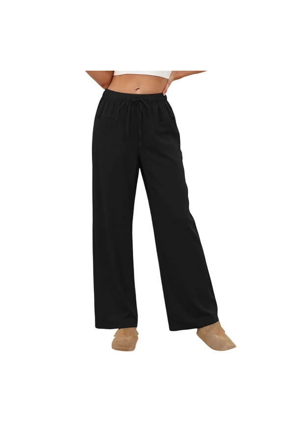 Women's Pre - Shrunk 100% Polyester Pajama Pants Elastic Waist Straight Leg Loose Fit Sleepwear Casual Soft Bottoms Plus Size S - 2XL Breathable Home Wear