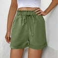 thumbnail image 1 of Tnhcen Women's Pre-Shrunk Cotton-Linen Look Shorts Drawstring Shirred Waist with Side Pockets Casual Summer Shorts S-2XL Multiple Colors Available, 1 of 8