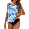 thumbnail image 1 of Tnhcen Women's Printed Drawstring Loose Bikini Set with Built - in Bra No Steel Ring, Floral Pattern Tankini Top + Bikini Bottom, Nylon Spandex S - 2XL Swimsuit, 1 of 6