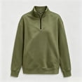 thumbnail image 1 of Tnhcen Women's Quarter Zip Pullover Sweatshirt Long Sleeve Mock Neck Solid Color Loose Fit Kangaroo Pocket Casual Fall Winter Soft Fleece Top Plus Size S-3XL, 1 of 5