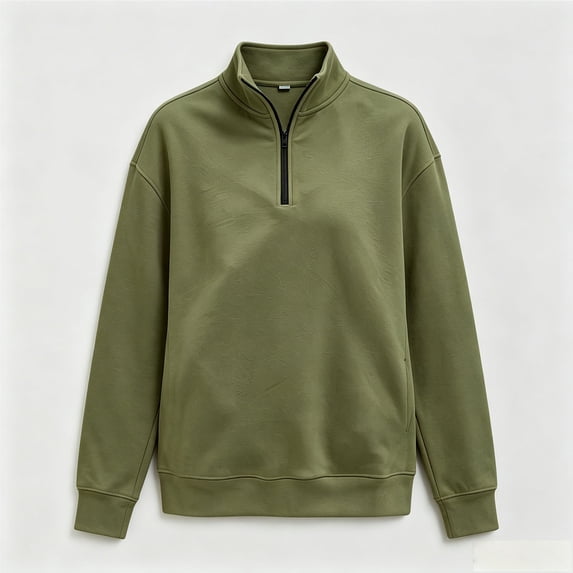 Tnhcen Women's Quarter Zip Pullover Sweatshirt Long Sleeve Mock Neck Solid Color Loose Fit Kangaroo Pocket Casual Fall Winter Soft Fleece Top Plus Size S-3XL