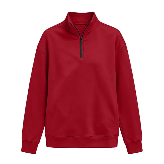 Tnhcen Women's Quarter Zip Pullover Sweatshirt Long Sleeve Mock Neck Solid Color Loose Fit Kangaroo Pocket Casual Fall Winter Soft Fleece Top Plus Size S-3XL