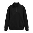 thumbnail image 1 of Tnhcen Women's Quarter Zip Pullover Sweatshirt Long Sleeve Mock Neck Solid Color Loose Fit Kangaroo Pocket Casual Fall Winter Soft Fleece Top Plus Size S-3XL, 1 of 9