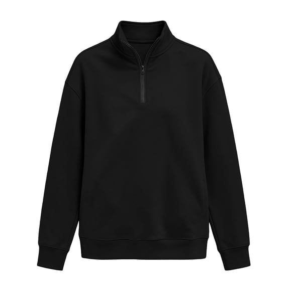 Tnhcen Women's Quarter Zip Pullover Sweatshirt Long Sleeve Mock Neck Solid Color Loose Fit Kangaroo Pocket Casual Fall Winter Soft Fleece Top Plus Size S-3XL