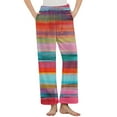 thumbnail image 1 of Tnhcen Women's Rainbow Striped Pajama Pants Fleece Elastic Waist with Pockets Flannel Lounge Sleepwear Warm Soft S-3XL, 1 of 5