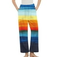 thumbnail image 1 of Tnhcen Women's Rainbow Striped Pajama Pants Fleece Elastic Waist with Pockets Flannel Lounge Sleepwear Warm Soft S-3XL, 1 of 5