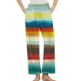 thumbnail image 1 of Tnhcen Women's Rainbow Striped Pajama Pants Fleece Elastic Waist with Pockets Flannel Lounge Sleepwear Warm Soft S-3XL, 1 of 5