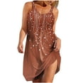 thumbnail image 1 of Tnhcen Women's Retro Print Nightgown V-Neck Sleepwear Sleeveless Pajama Dress 95% Polyester 5% Spandex Home Loungewear S-2XL Multiple Colors Available Coffee, 1 of 7
