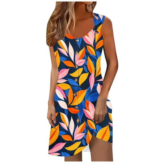 Tnhcen Women's Retro Print Nightgown V-Neck Sleepwear Sleeveless Pajama Dress 95% Polyester 5% Spandex Home Loungewear S-2XL Multiple Colors Available Blue