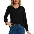 thumbnail image 1 of Tnhcen Women's Ribbed Knit Sweater V-Neck Button Front Top Soft Polyester Pullover Long Sleeve Casual Comfort Wear S-2XL Sizes, 1 of 8