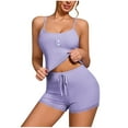 thumbnail image 1 of Tnhcen Women's Ribbed Loungewear Set - Sleeveless Tank Top & Drawstring Shorts Pajama Set S-XL | Soft & Breathable, 1 of 5