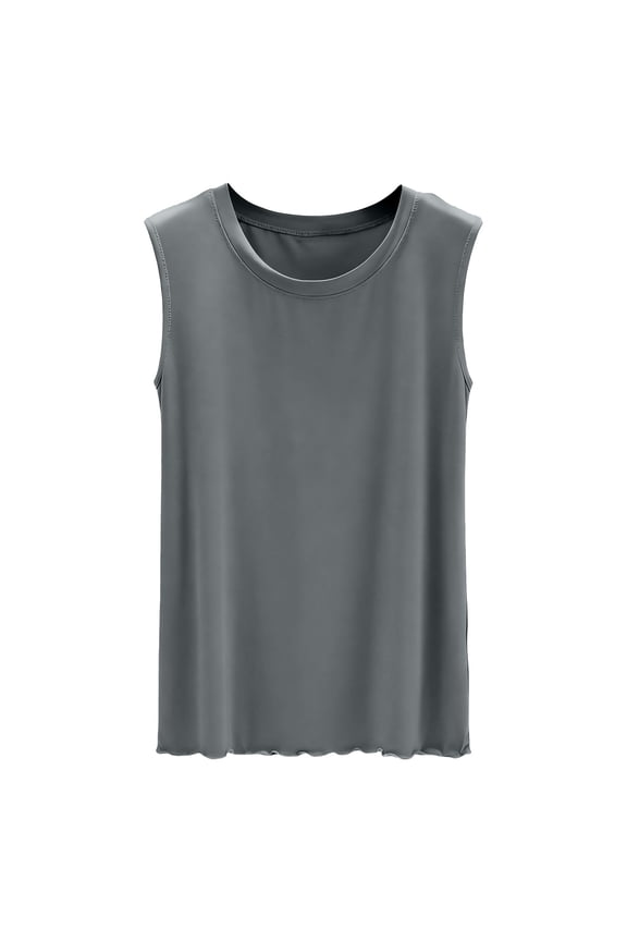 Women's Ribbed Sleeveless Tank Top, Soft Milk Silk Cami, Summer Loungewear Sleepshirt, Round Neck Casual Home Wear Top for Women S-2XL