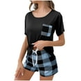 thumbnail image 1 of Tnhcen Women's Round Neck Short Sleeve Pocket Top & Elastic Waist Shorts Set | XS-XL |Soft Pajamas Loungewear, 1 of 6