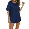 thumbnail image 1 of Tnhcen Women's Satin Silky Pajamas Set Short Sleeve T-shirt With Shorts Nightwear Home Clothes Set S-XL, 1 of 5