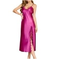 thumbnail image 1 of Tnhcen Women's Backless Satin Sleep Dress 2025 - Silky Smooth Pure Color Long Pajama Set for Women with Thin Straps & Side Slit Plus Size Sleepwear S-XL, 1 of 9