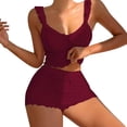 thumbnail image 1 of Tnhcen Women's Cami Sleep Set - High-Waisted Shorts | Casual Loungewear | Solid Color Ruffle Pajamas S-3XL​, 1 of 3