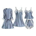 thumbnail image 1 of Tnhcen Women's Lace Trim Minimalist Sleepwear 4-Piece Set Camisole + Sleep Dress + Shorts + Robe S-2XL Pajamas Loungewear, 1 of 3
