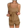 thumbnail image 1 of Tnhcen Women's Lace Trim Pajama Set - Soft Spaghetti Strap Cami Top with Adjustable Elastic Waistband Shorts with Delicate Lace Hem Comfortable Stretch Sleepwear S-3XL, 1 of 4