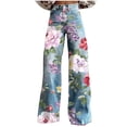 thumbnail image 1 of Tnhcen Women's Rose Print Denim Pants High Waisted Wide Leg Trousers Floral Embroidery Twill Plus Size Casual Streetwear S-5XL, 1 of 6