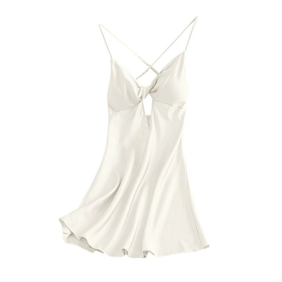 Tnhcen Women's Slip Dress - Lace-Up Back Loungewear Built-in Cup Pajama Dress with Spaghetti Straps | Loose Fit Summer Sleepwear M-XL