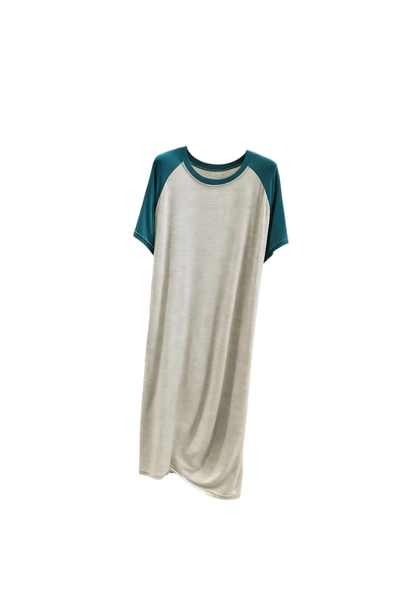 Women's Short Sleeve Splicing Modal Cotton Polyester Nightgown Loose Fit Long Sleep Dress for Women S - M Casual Loungewear Comfortable Bedwear Nightwear