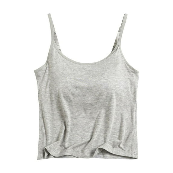 Tnhcen Women's Short Solid Modal Camisole Built-in Bra Padding, Adjustable Straps Sleepwear Loungewear for Home & Outdoor S-XL