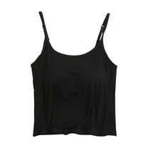 Tnhcen Women's Short Solid Modal Camisole Built-in Bra Padding, Adjustable Straps Sleepwear Loungewear for Home & Outdoor S-XL