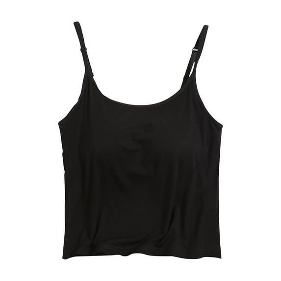 Tnhcen Women's Short Solid Modal Camisole Built-in Bra Padding, Adjustable Straps Sleepwear Loungewear for Home & Outdoor S-XL