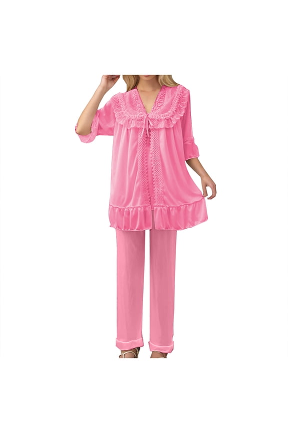 Women's Silk Satin Summer Pajama Set Super Soft Comfy Lightweight Sleepwear Homewear Set Free Size