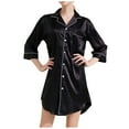 thumbnail image 1 of Tnhcen Women's Silky Silk Pajama V-Neck Button Half Sleeve Nightdress Fashion Summer Pjs Home Clothes S-2XL, 1 of 2