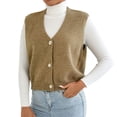 thumbnail image 1 of Tnhcen Women's Sleeveless Knit Vest V-Neck Button Waistcoat Layering Piece Polyester Vest Top Casual Sleeveless Cardigan Autumn Layering Vest S-L, 1 of 9