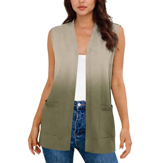 Tnhcen Women's Sleeveless Open Front Cardigan, Casual Spring Summer Vest with Pockets, Soft Stretchy Lounge Jacket, Lightweight Cover Up, Sizes S-3XL