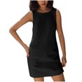 thumbnail image 1 of Tnhcen Women's Sleeveless Round Neck Pocket Tank Dress Pre-shrunk Cotton Linen Look Casual Summer Dress Plus Size S-2XL Loose Fit Solid Color Daily Wear Outfit, 1 of 8