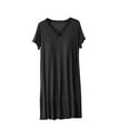 thumbnail image 1 of Tnhcen Women's Solid Color Built-in Pad V-Neck Bowknot Ruffled Short Sleeve Sleepwear Dress | M-2XL | 20% Modal 40% Cotton 40% Polyester, 1 of 6