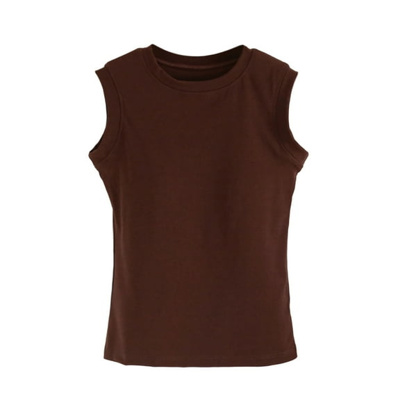 Tnhcen Women's Solid Color Crewneck Built-in Bra Corset Tank Top Sleeveless Sleepwear Pajama S-XL Cotton