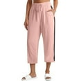 thumbnail image 1 of Tnhcen Women's Solid Color Cropped Pants Side Contrast Stripe Drawstring Waist Casual Capris Pants with Pockets Pre-Shrunk Cotton-Linen Like Fabric S-2XL, 1 of 5
