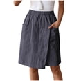 thumbnail image 1 of Tnhcen Women's Solid Color Elastic Waist Skirt Pants Big Pocket Shorts Casual Loose Fit Ant Fabric Fashion Basic Bottoms S-2XL Multiple Colors Available, 1 of 9