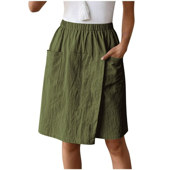Tnhcen Women's Solid Color Elastic Waist Skirt Pants Big Pocket Shorts Casual Loose Fit Ant Fabric Fashion Basic Bottoms S-2XL Multiple Colors Available