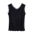 thumbnail image 1 of Tnhcen Women's Solid Color Lace Trim Tank Top Sleepwear Sleeveless Modal Cotton Polyester Blend Pajama L-2XL, 1 of 5