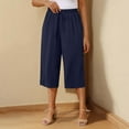 thumbnail image 1 of Tnhcen Women's Solid Color Loose Wide-Leg Cropped Pants Elastic Drawstring Waist Washed Wrinkle Fabric with Pockets S-2XL Multiple Colors Available, 1 of 8