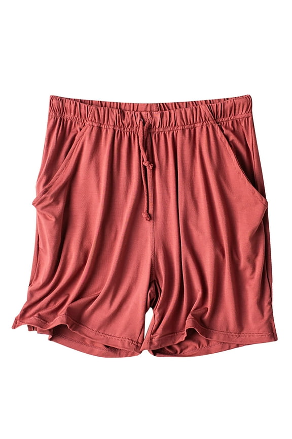 Tnhcen Women's Solid Color Modal Cotton Sleep Shorts - Loose Drawstring Waist Thin Pajama with Pockets | M-3XL Casual Home Wear