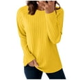 thumbnail image 1 of Tnhcen Women's Solid Color Ribbed Knit Top Long Sleeve Round Neck Casual Shirt Basic Style Fall Fashion Soft Comfort Loose Fit S-2XL, 1 of 8