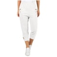 thumbnail image 1 of Tnhcen Women's Solid Color Stretch Straight Leg Capri Pants Elastic Waist Zipper Pocket Workwear Cargo Pants Matte Finish Casual Length Trousers S-2XL, 1 of 9